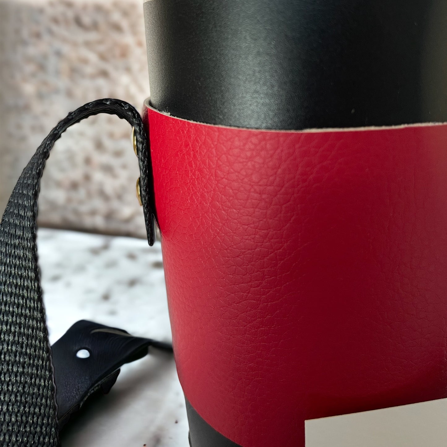 Red Vinyl Crossbody Tumbler Holder With or Without Acrylic or Stainless Steel Tumbler