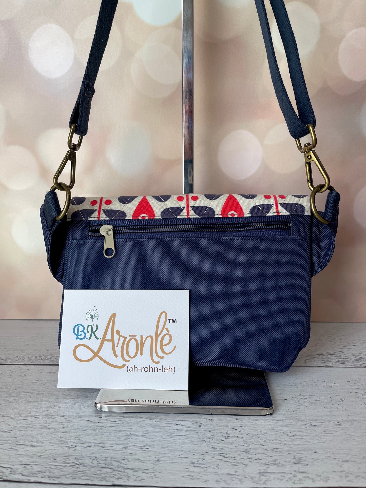 Navy Blue and Red Convertible pouch, crossbody or waist pouch