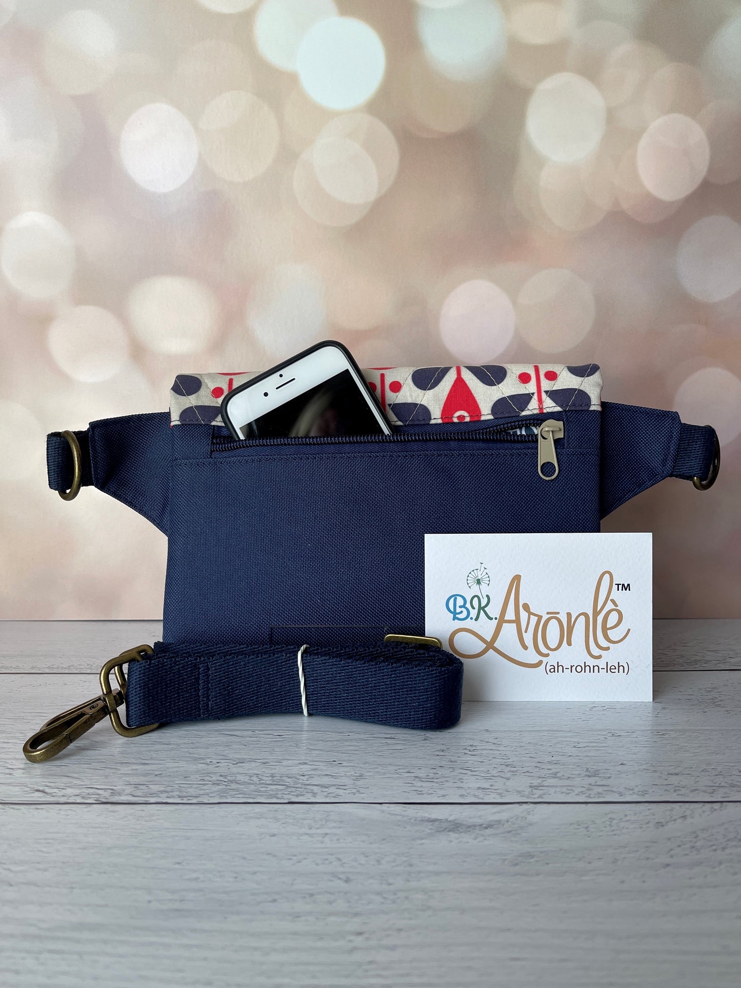 Navy Blue and Red Convertible pouch, crossbody or waist pouch