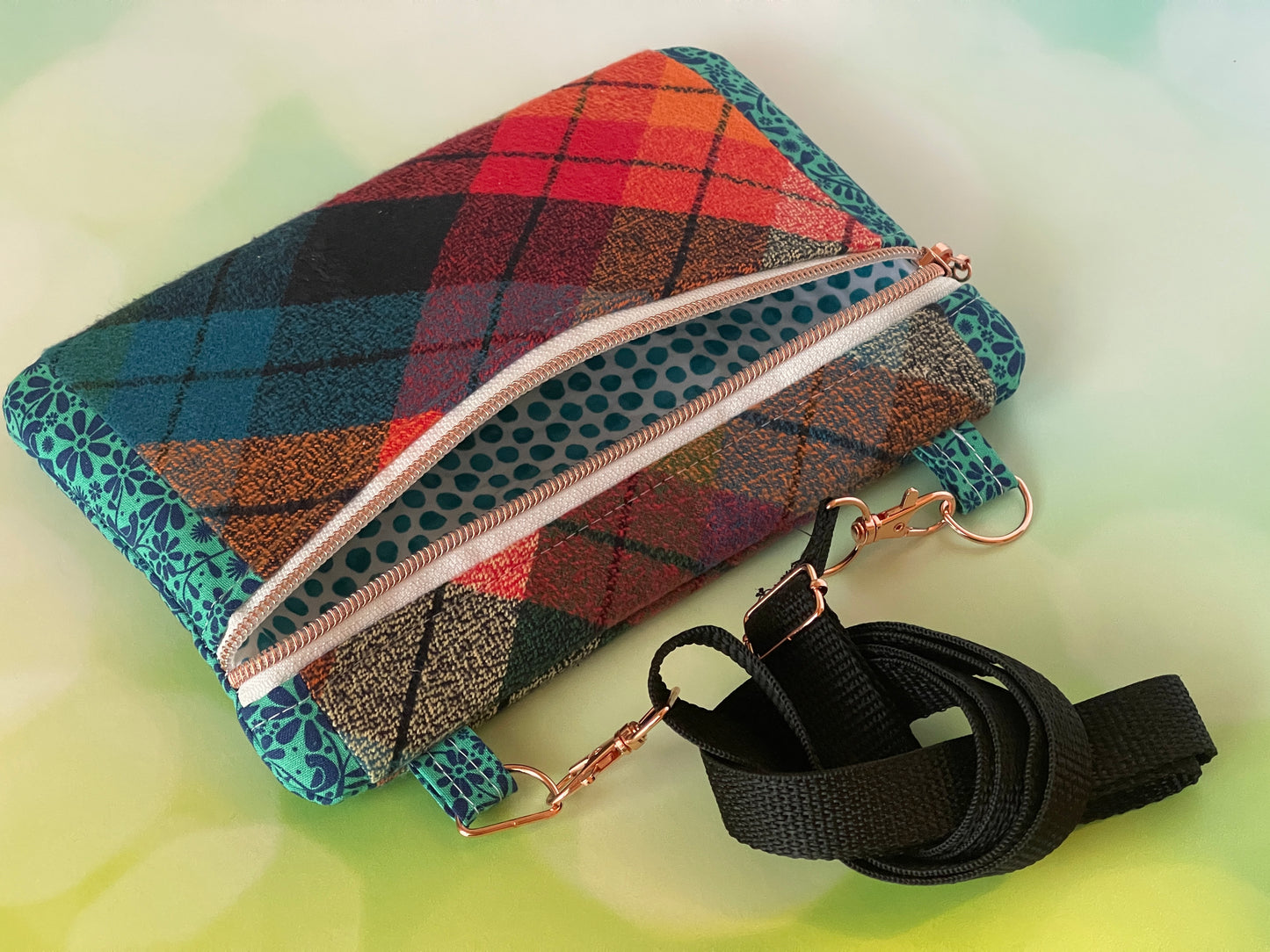 Bright Plaid Crossbody cellphone pocket, sleeve, pouch, purse CB81922-P1