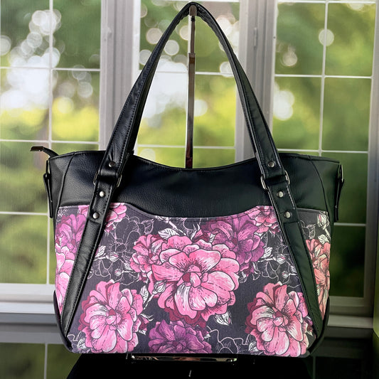 Flower design Faux Leather handbag